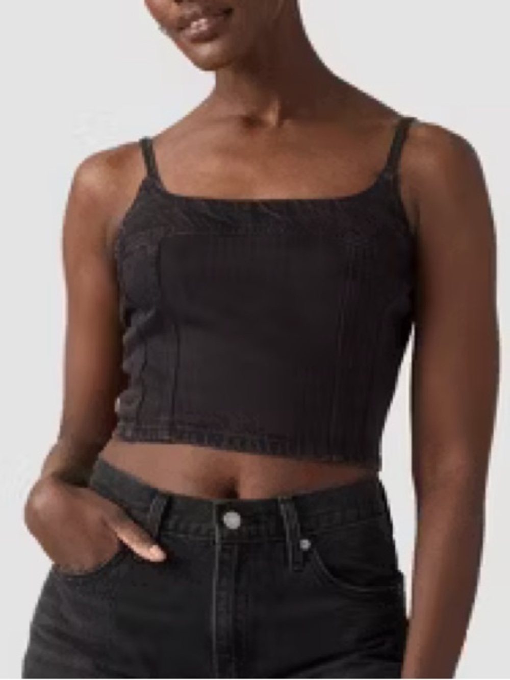 Levi's Black Jadine Denim Cami Cropped Tank Top